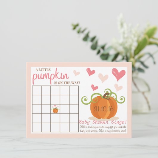 Niedlich Little Pumpkin Baby Duschbingo Karten (Stehend Vorderseite)
