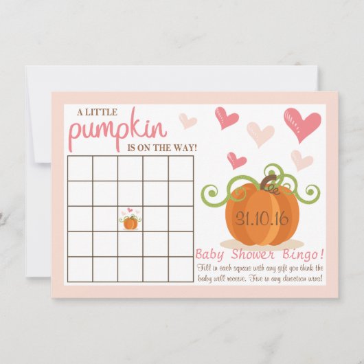 Niedlich Little Pumpkin Baby Duschbingo Karten (Vorderseite)