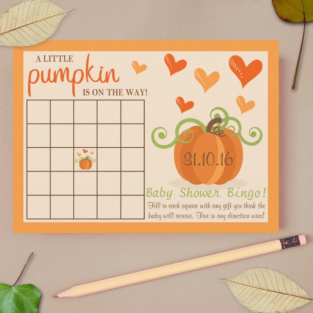 Niedlich Little Pumpkin Baby Duschbingo Karten (Von Creator hochgeladen)