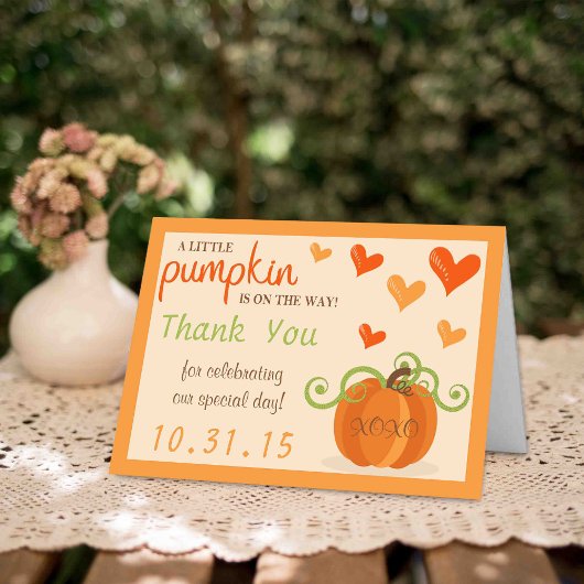 Niedlich Little Pumpkin Baby Dusche Danke Karten