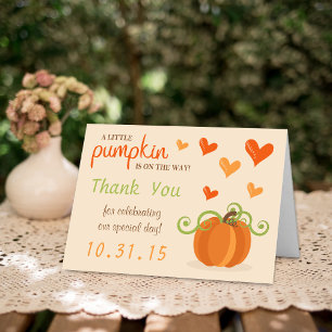 Niedlich Little Pumpkin Baby Dusche Danke Karten