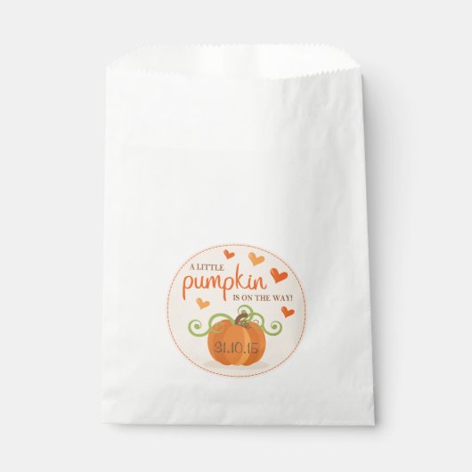 Niedlich Little Pumpkin Baby Dusche Gefälligkeitst Geschenktütchen (Vorderseite)