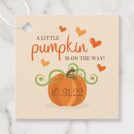 Niedlich Little Pumpkin Baby Dusche Geschenkanhänger (Vorderseite)