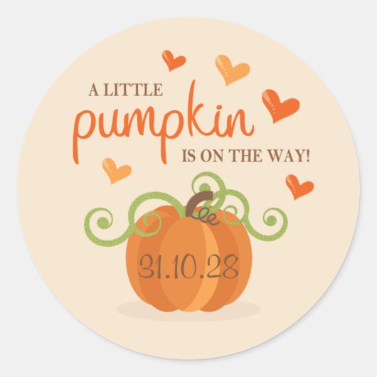Niedlich Little Pumpkin Baby Dusche Runder Aufkleber (Vorderseite)