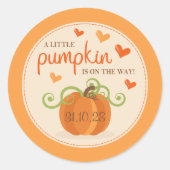 Niedlich Little Pumpkin Baby Dusche Runder Aufkleber (Vorderseite)
