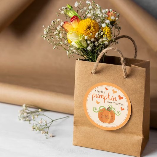 Niedlich Little Pumpkin Baby Dusche Runder Aufkleber