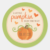 Niedlich Little Pumpkin Baby Dusche Runder Aufkleber (Vorderseite)