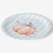 Niedlich Little Pumpkin Blue Bow Baby Dusche Pappteller (Schrägansicht)