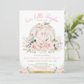 Niedlich Little Pumpkin Blush Pink Gold 1. Geburts Einladung (Stehend Vorderseite)