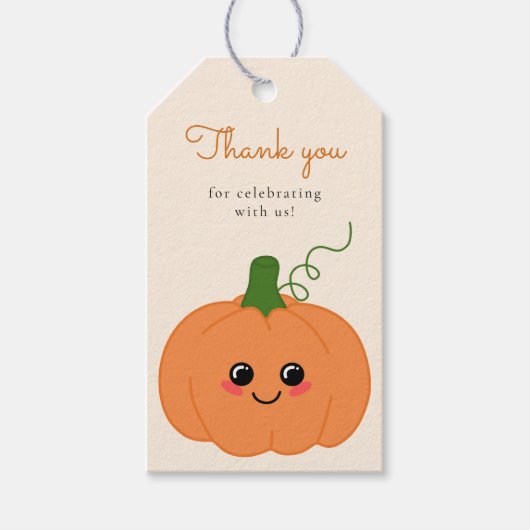 Niedlich Little Pumpkin Fall Baby Dusche Danke Geschenkanhänger (Vorderseite)