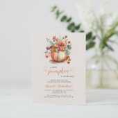 Niedlich Little Pumpkin Floral Fall Babydusche Postkarte (Stehend Vorderseite)