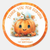 Niedlich Little Pumpkin Geburtstagsparty Runder Aufkleber (Vorderseite)