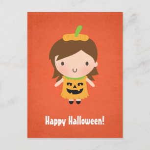 Niedlich Little Pumpkin Girl Kids Halloween Postkarte