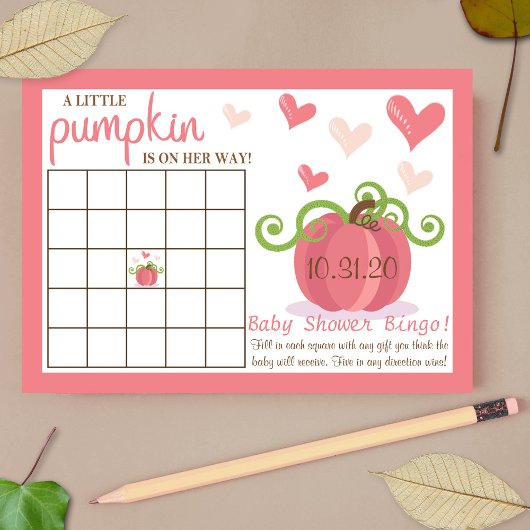 Niedlich Little Pumpkin Girls Babydusche Bingo Kar Einladung