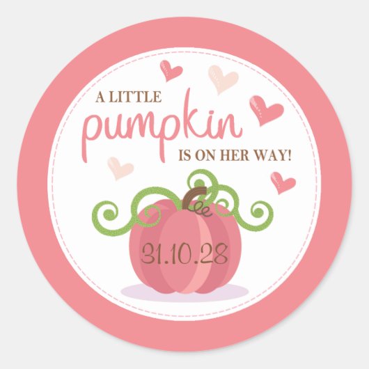 Niedlich Little Pumpkin Girls Babydusche Runder Aufkleber (Vorderseite)