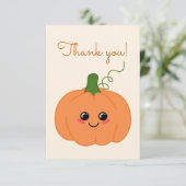 Niedlich Little Pumpkin Orange Babydusche Dankeskarte (Stehend Vorderseite)