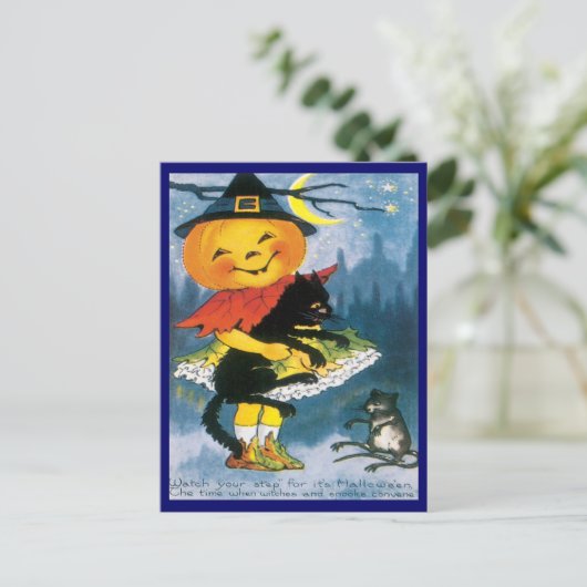 Niedlich Little Pumpkin Vintage Postkarte (Stehend Vorderseite)