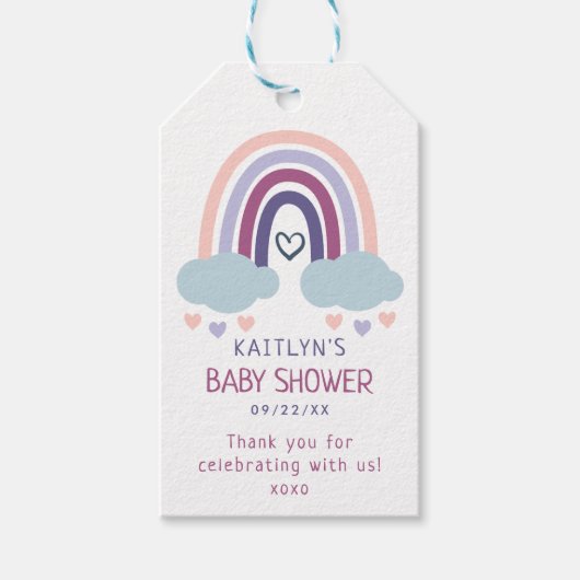 Niedlich Little Rainbow Baby Dusche Vielen Dank Geschenkanhänger (Vorderseite)