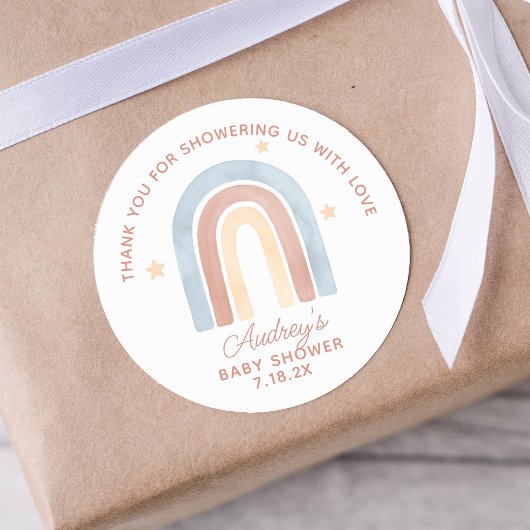 Niedlich Little Rainbow Boho Kinderdusche Danke Runder Aufkleber