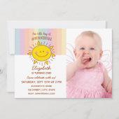 Niedlich Little Rainbow Sunshine Baby Birthday Fot Einladung (Vorderseite)