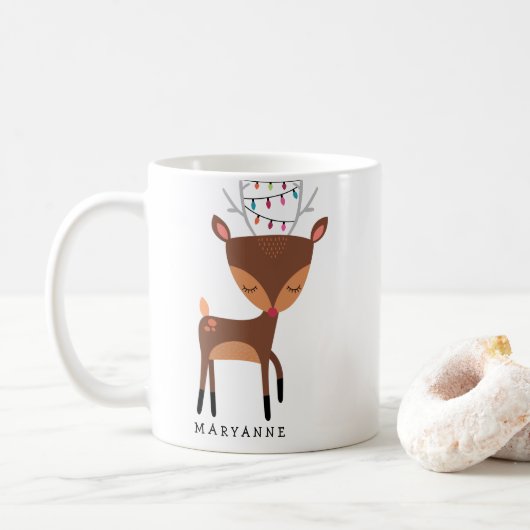 Niedlich Little Reindeer Christmas Lights Tasse (Mit Donut)