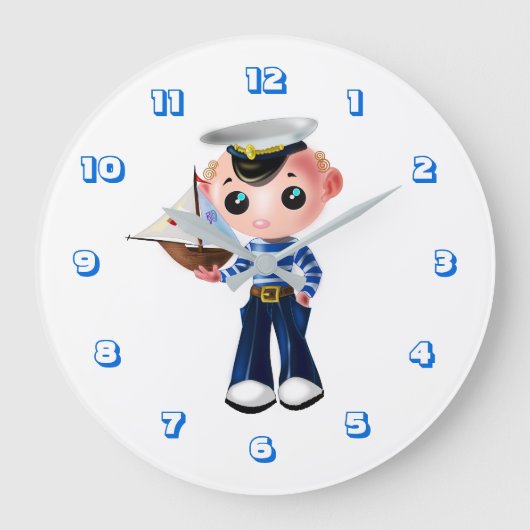 Niedlich Little Sailor Große Wanduhr (Vorderseite)
