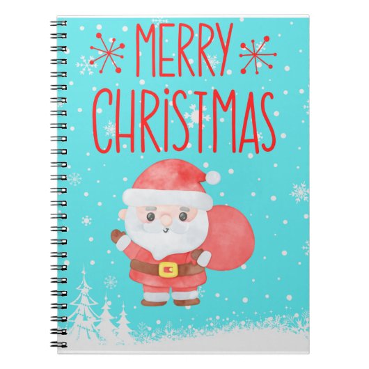 Niedlich Little Santa Blue Notebook Notizblock (Vorderseite)