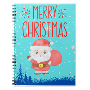 Niedlich Little Santa Blue Notebook Notizblock