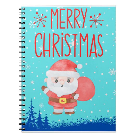 Niedlich Little Santa Blue Notebook Notizblock (Vorderseite)