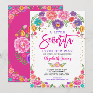 Niedlich Little Senorita Fiesta Blume Kinderdusche Einladung