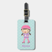 Niedlich Little Skater Girl Personalisiert Gepäckanhänger (Vorderseite vertikal)