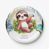 Niedlich Little Sloth Geburtstag Pappteller (Vorderseite)