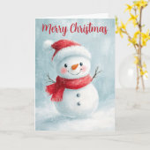 Niedlich Little Snowman Weihnachtskarte Karte (Gelbe Blume)