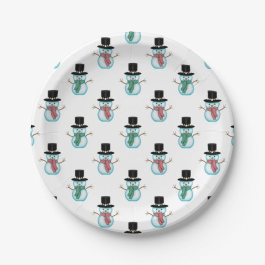 Niedlich Little Snowmen Weihnachtskunst Pappteller (Vorderseite)