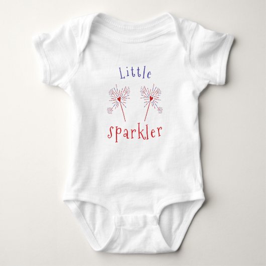 Niedlich Little Sparkler Heart Red White Blue Baby Strampler (Vorderseite)