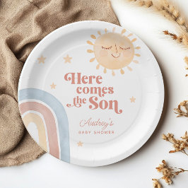 Niedlich Little Sun & Rainbow Boho Babydusche Pappteller