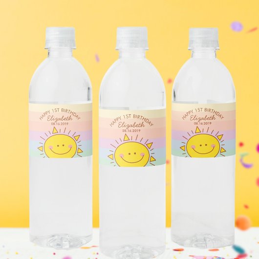 Niedlich Little Sunshine Baby First Birthday Party Wasserflaschenetikett