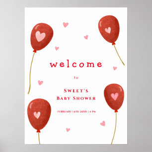 Niedlich Little Sweetheart Balloon Welcome Baby Du Poster