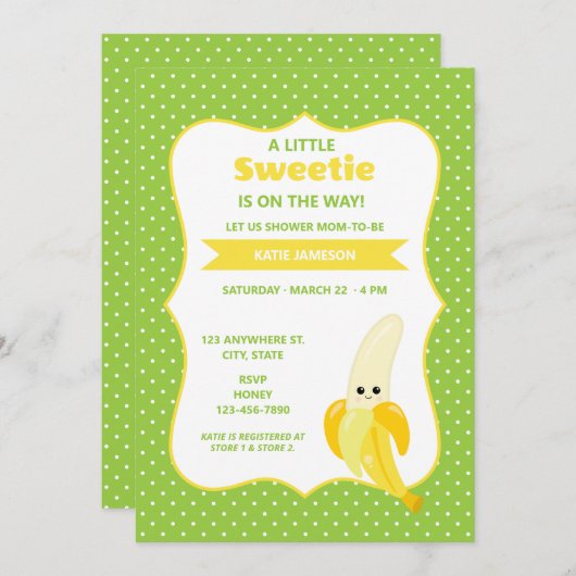 Niedlich Little Sweetie Banana Baby Dusche Einladung (Vorne/Hinten)
