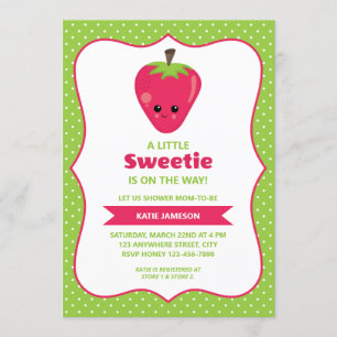 Niedlich Little Sweetie Strawberry Baby Dusche Einladung