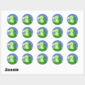 Niedlich Little Turtle Runder Aufkleber (Blatt)