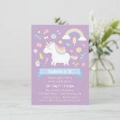 Niedlich Little Unicorn Rainbow Girls Geburtstagsp Einladung (Stehend Vorderseite)