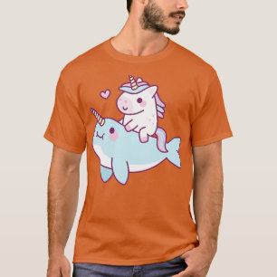 Niedlich Little Unicorn Riding Narwhal T-Shirt