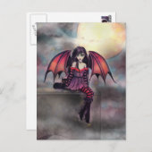 Niedlich Little Vampire Fairy Art Postcard Postkarte (Vorne/Hinten)