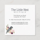 Niedlich Little Watercolor Baby Bird & Nest Quadratische Visitenkarte (Rückseite)