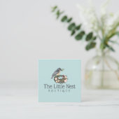 Niedlich Little Watercolor Baby Bird & Nest Quadratische Visitenkarte (Stehend Vorderseite)
