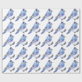 Niedlich Little Watercolor Blue Jay Bird Nature Ar Geschenkpapier (Flach)