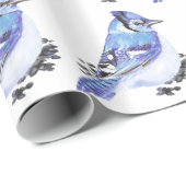 Niedlich Little Watercolor Blue Jay Bird Nature Ar Geschenkpapier (Rolleneckpunkt)
