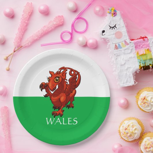 Niedlich Little Welsh Baby Red Dragon Wales Cartoo Pappteller (Party)