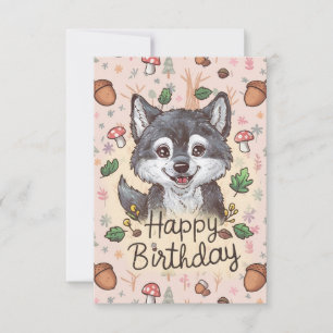 Niedlich Little Wolf Digital Geburtstag Karte